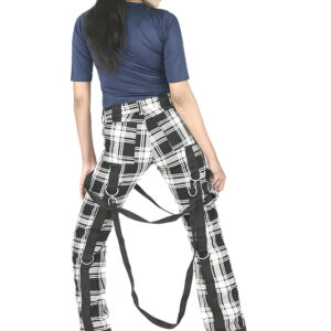 zip Bondage black and white plaid pant -6130