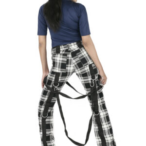 zip Bondage black and white plaid pant -6131