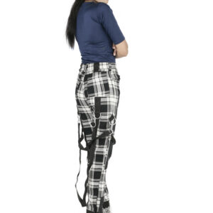 zip Bondage black and white plaid pant -6132